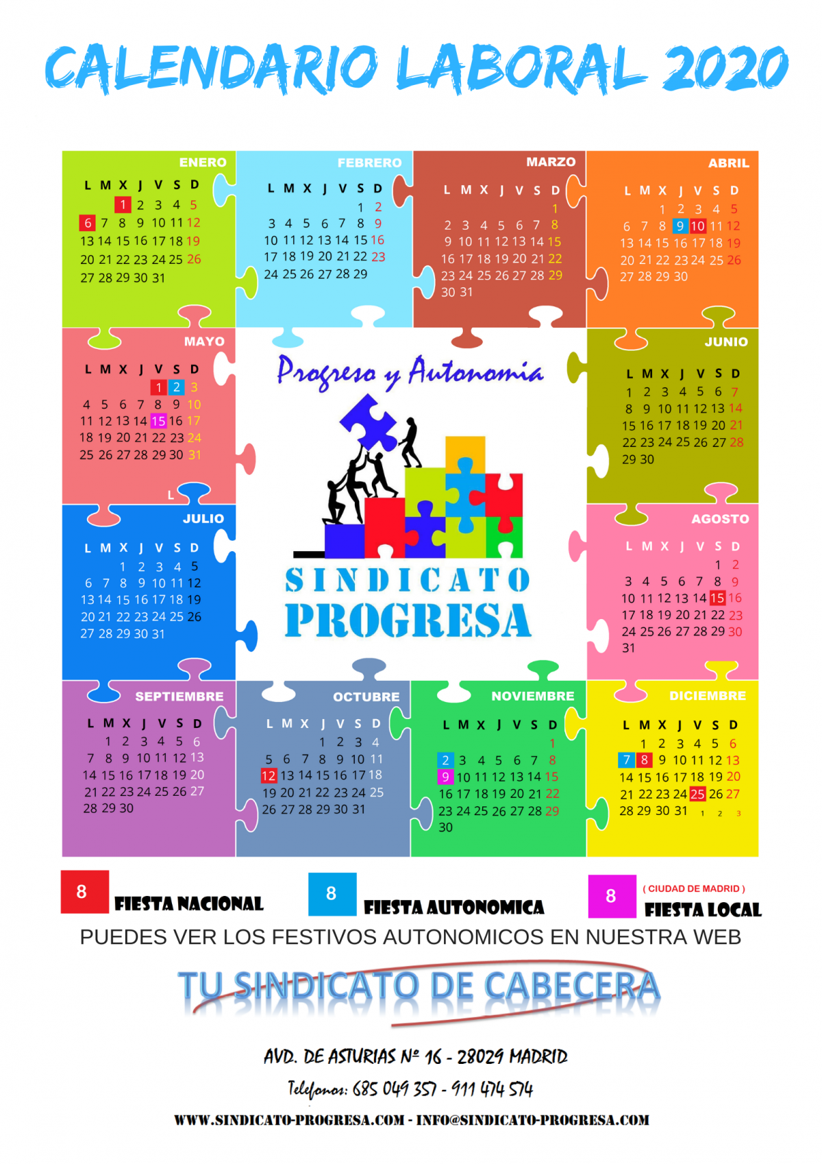 CALENDARIO LABORAL 2020